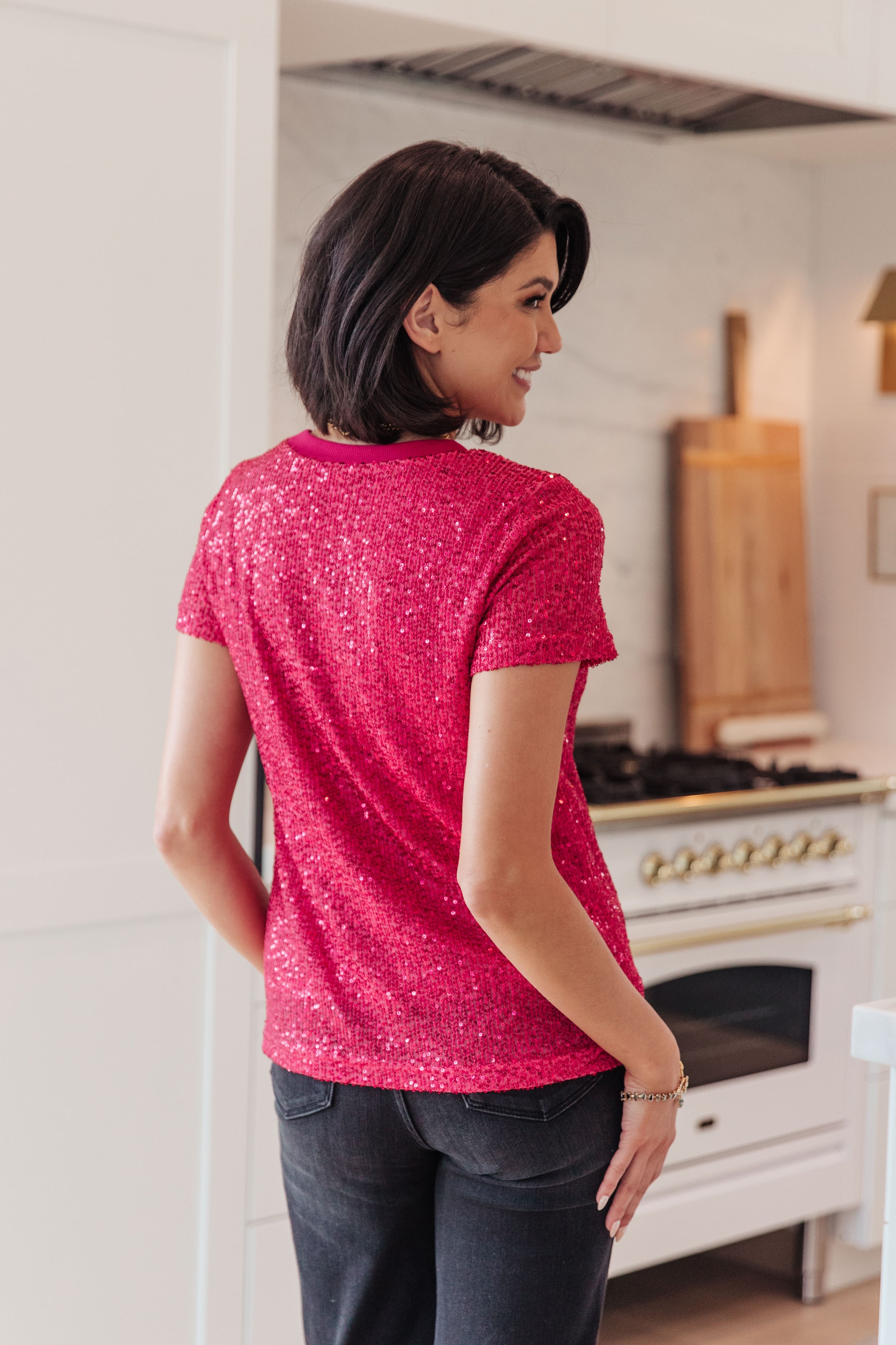 Glimmering Night Sequin Top in Hot Pink - WEBSITE EXCLUSIVE