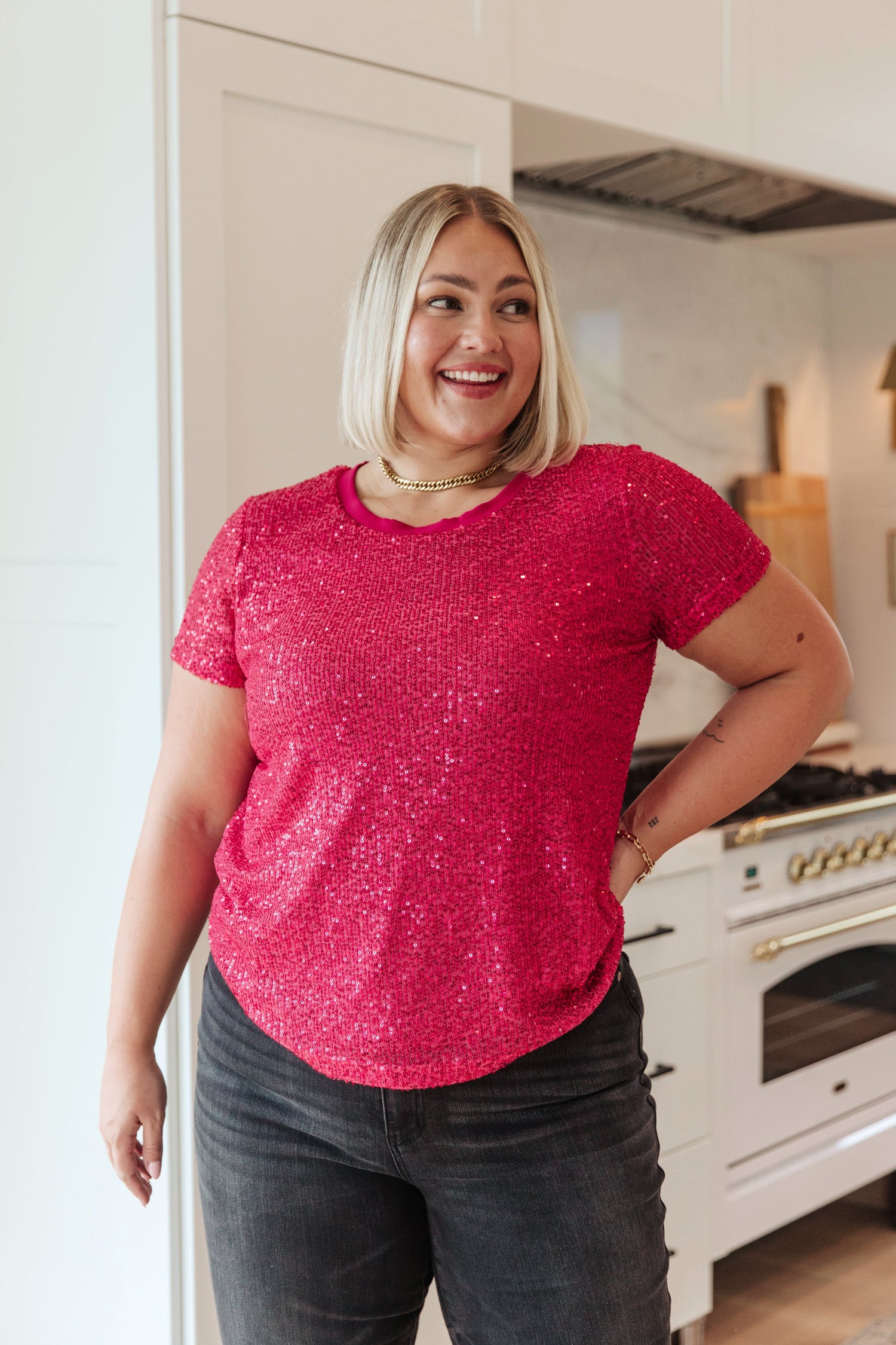 Glimmering Night Sequin Top in Hot Pink - WEBSITE EXCLUSIVE