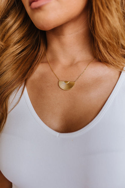 Golden Fan Pendant Necklace - WEBSITE EXCLUSIVE