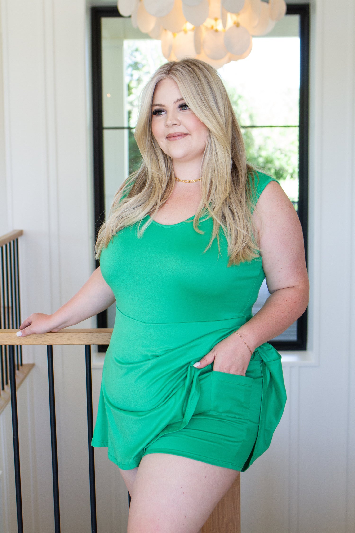 Gorgeous in Green Sleeveless Skort Dress - WEBSITE EXCLUSIVE