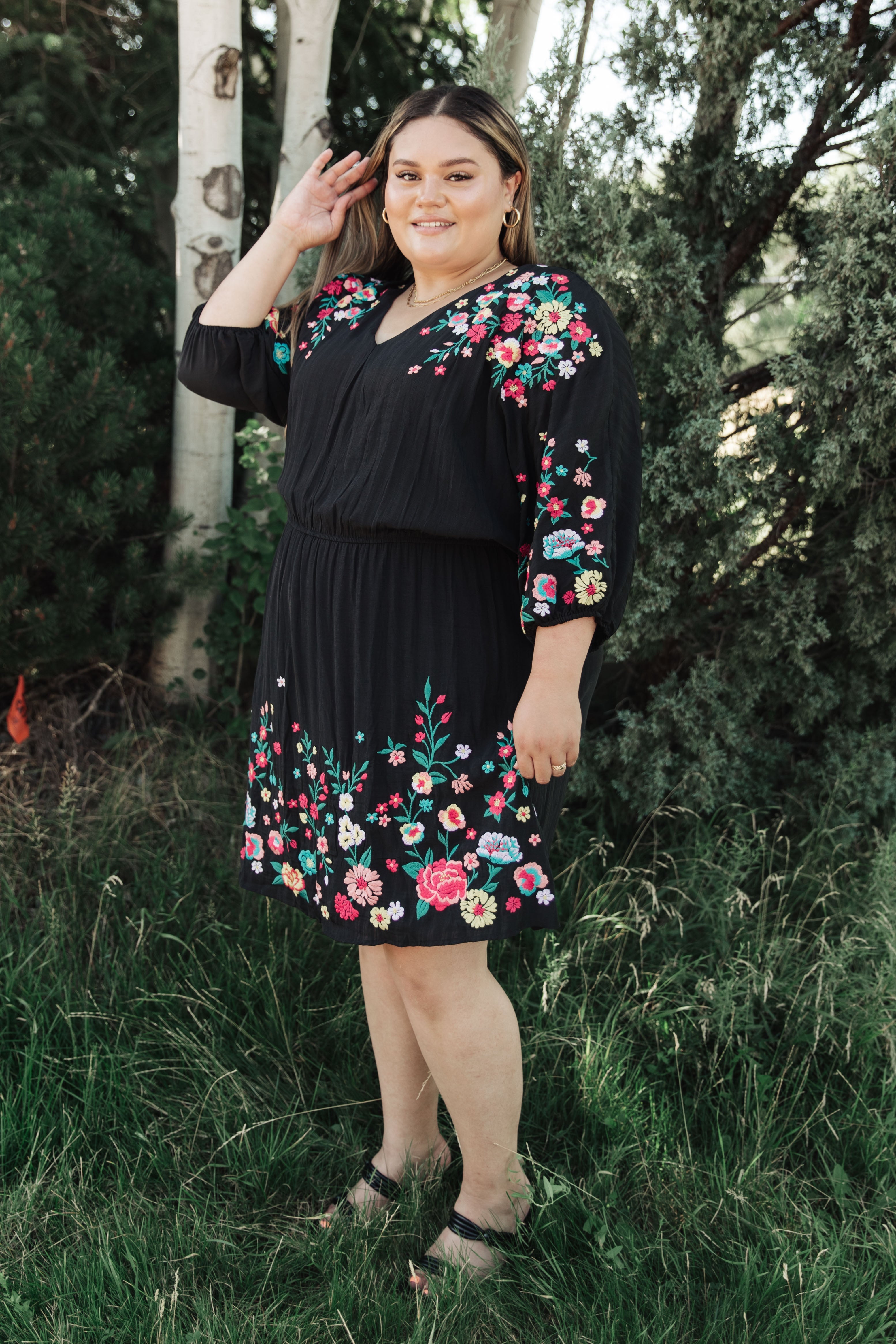 Happy To See You Floral Embroidered Dress - WEBSITE EXCLUSIVE