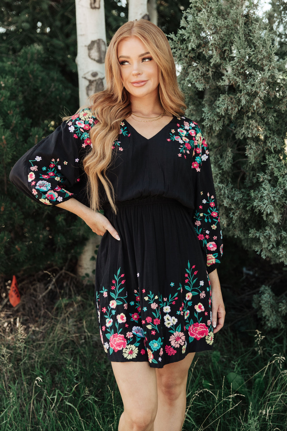 Happy To See You Floral Embroidered Dress - WEBSITE EXCLUSIVE