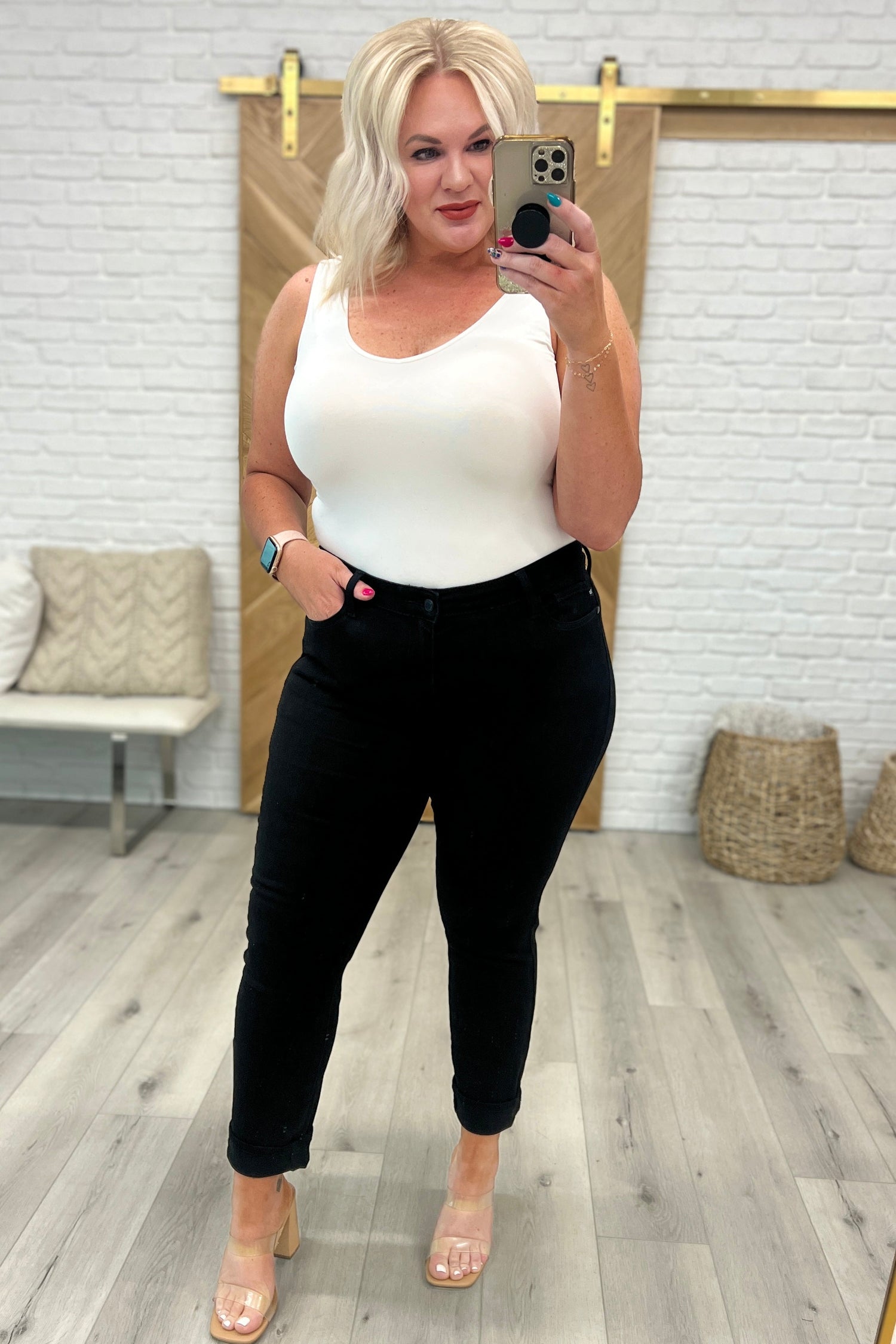 Edith Mid Rise Classic Slim Jeans in Black - Website Exclusive