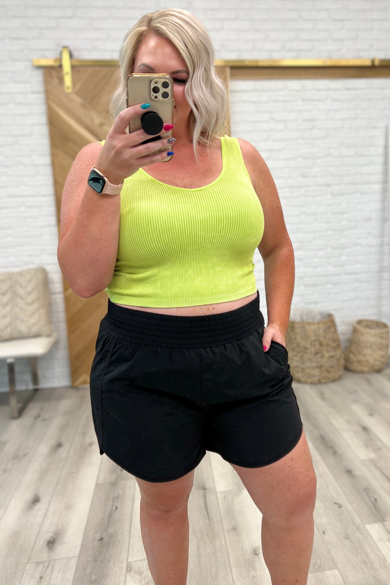 Windbreaker Smocked Waistband Running Shorts in Black - Website Exclusive