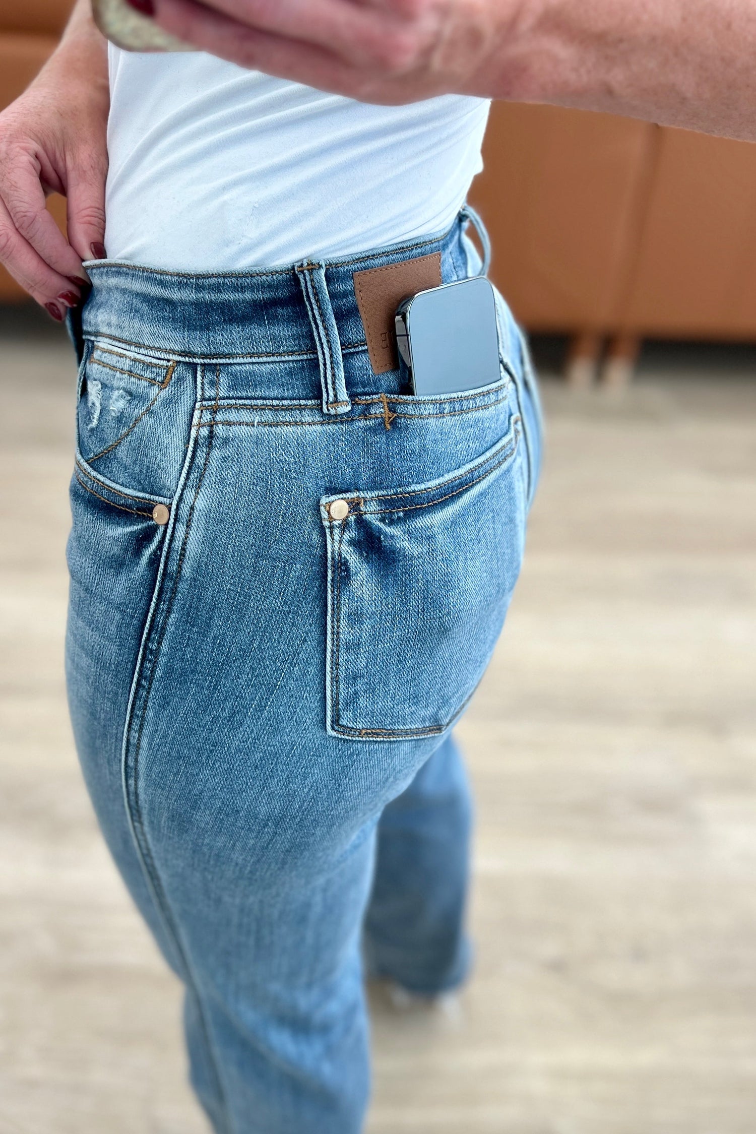 Quinn Mid Rise Cell Phone Pocket Dad Jeans - WEBSITE EXCLUSIVE