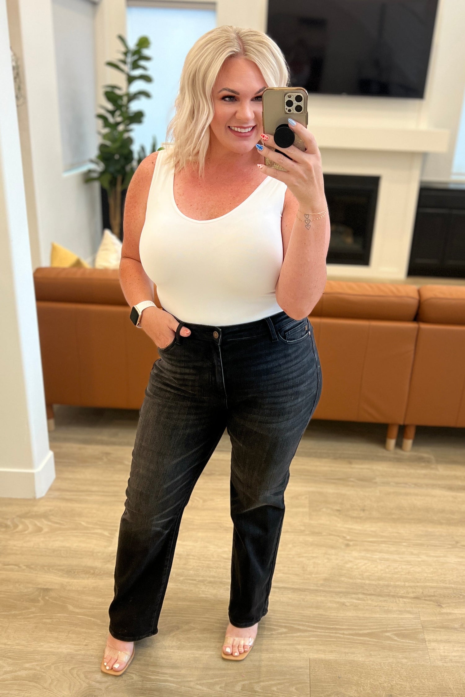 Eleanor High Rise Classic Straight Jeans in Washed Black - WEBSITE EXCLUSIVE