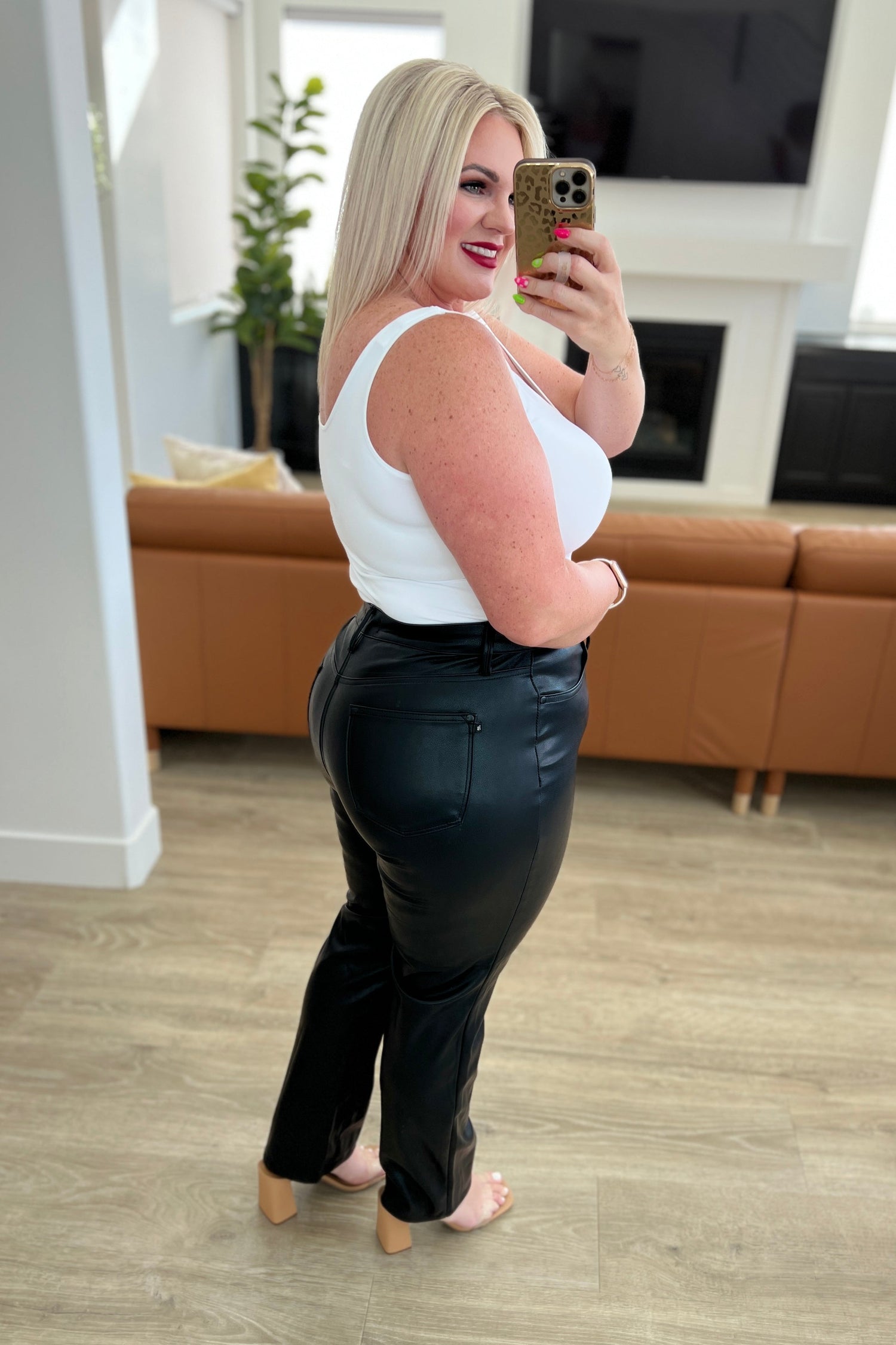 Tanya Control Top Faux Leather Pants in Black - WEBSITE EXCLUSIVE