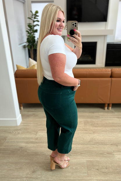 Briar High Rise Control Top Wide Leg Crop Jeans in Teal - WEBSITE EXCLUSIVE