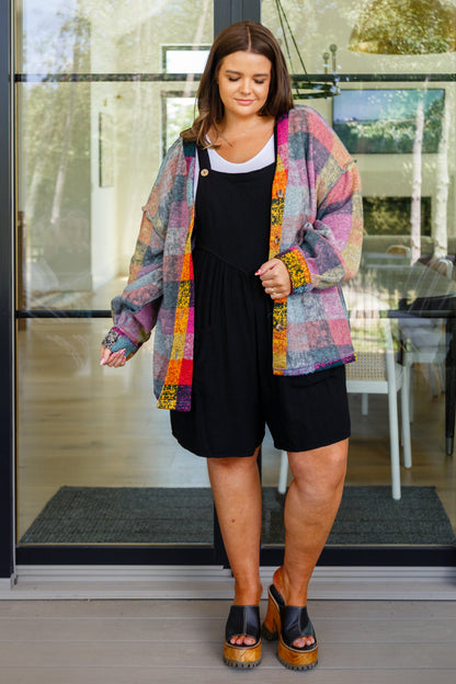 I Want You Back Linen Blend Shortalls in Black - WEBSITE EXCLUSIVE