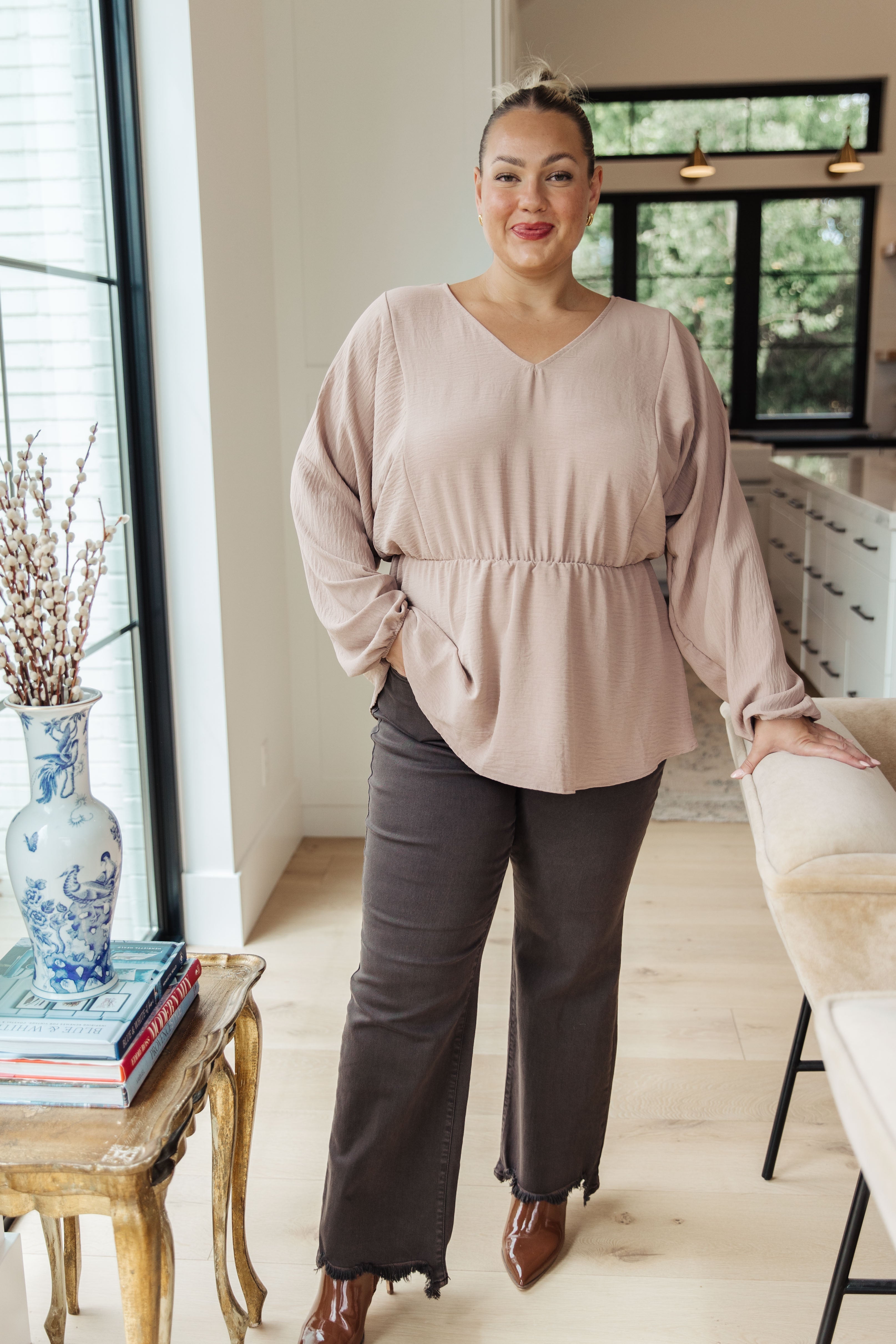 Imagine It All V-Neck Peplum Top - WEBSITE EXCLUSIVE
