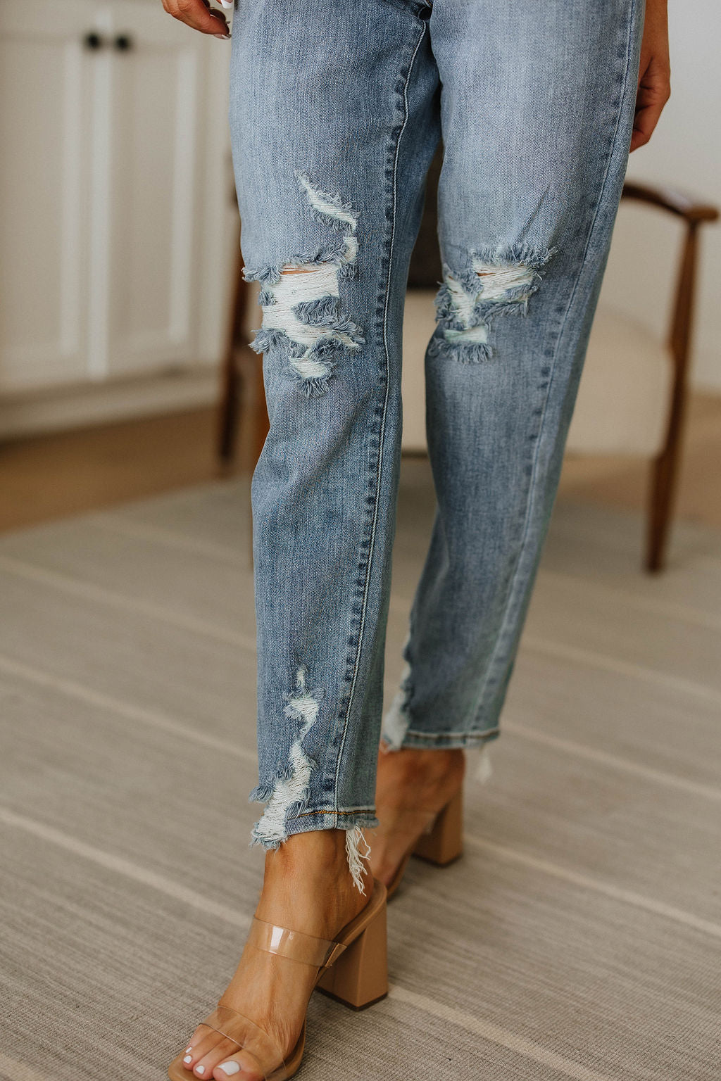 Josie Mid Rise Button Fly Boyfriend Jeans - WEBSITE EXCLUSIVE
