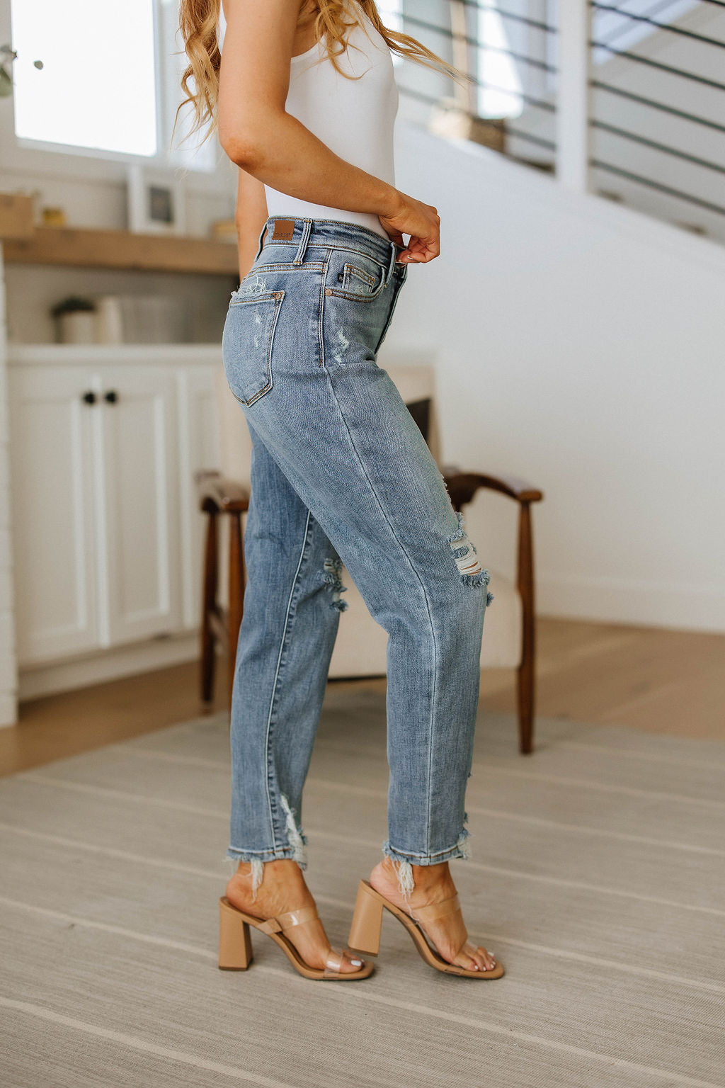 Josie Mid Rise Button Fly Boyfriend Jeans - WEBSITE EXCLUSIVE