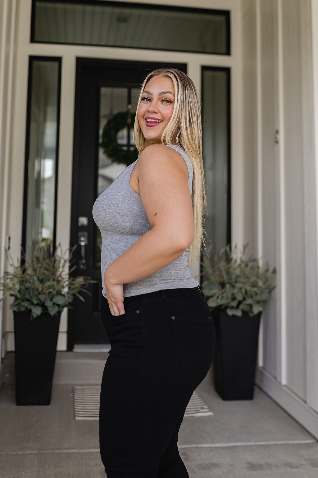 Just One More Ribbed Tank in Heather Grey - WEBSITE EXCLUSIVE