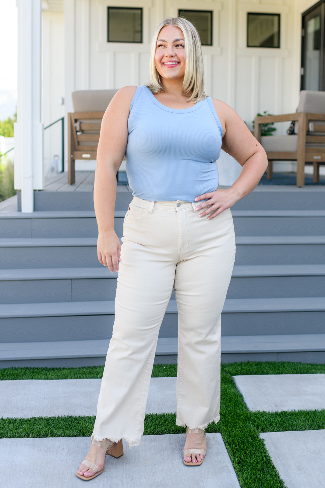 Just One More Ribbed Tank in Light Blue - WEBSITE EXCLUSIVE