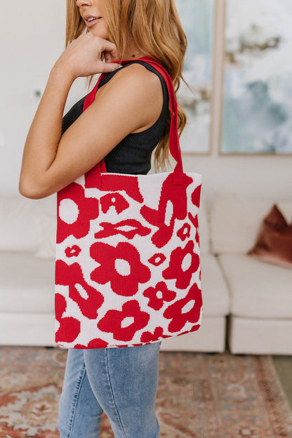 Lazy Daisy Knit Bag in Red - WEBSITE EXCLUSIVE