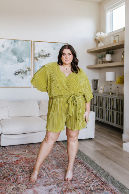 Lovely Life Plisse Romper in Green - WEBSITE EXCLUSIVE