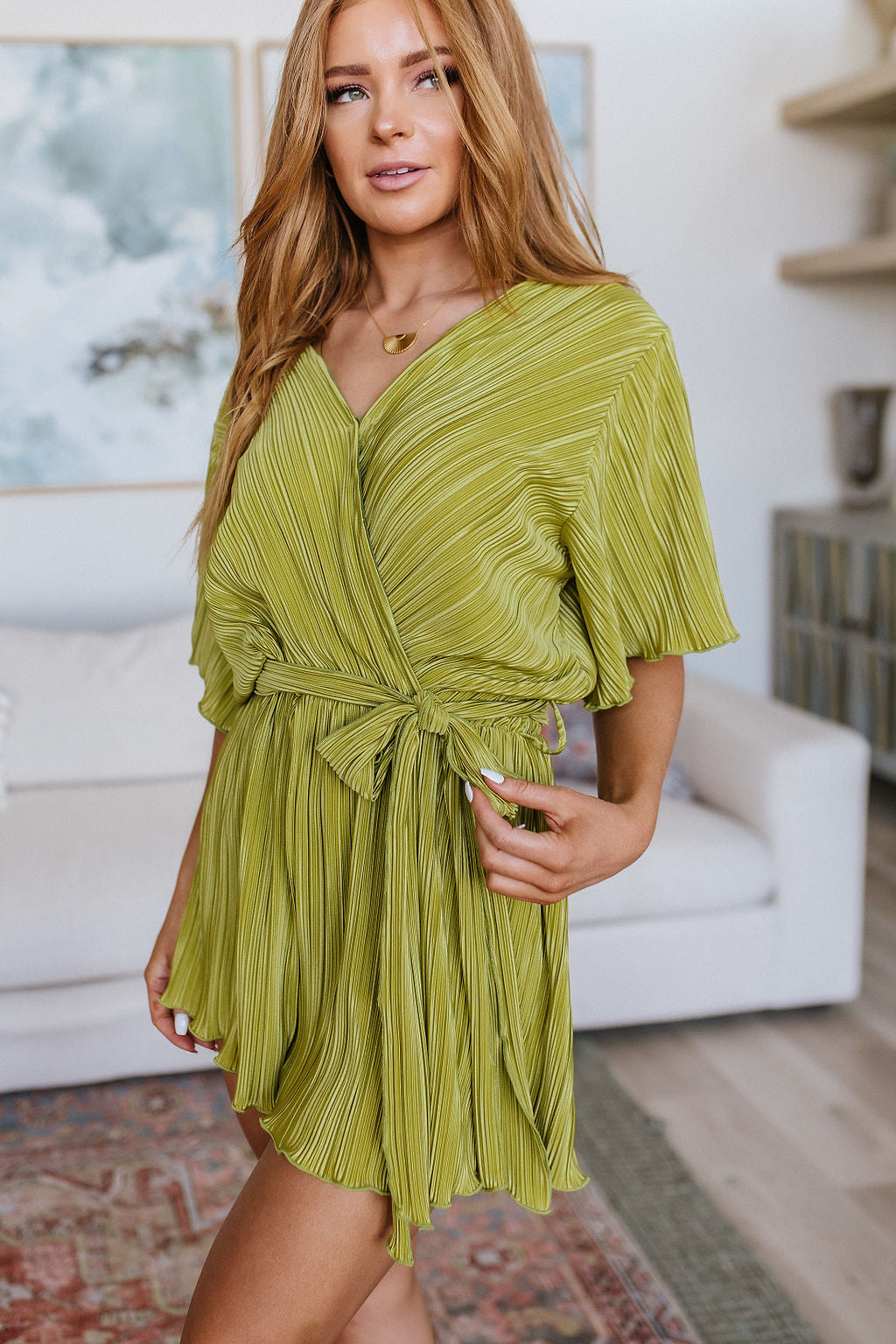 Lovely Life Plisse Romper in Green - WEBSITE EXCLUSIVE