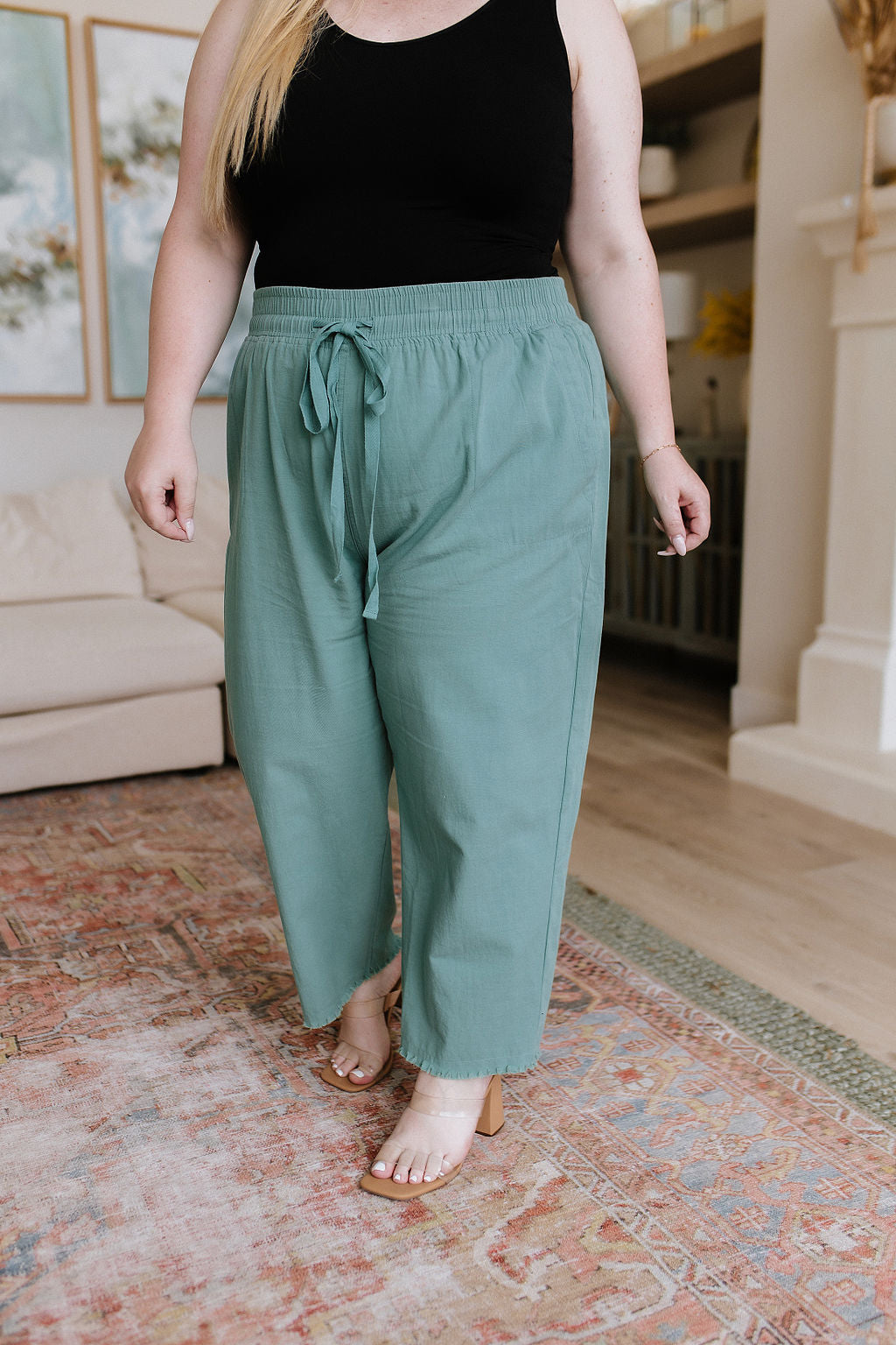 Love Me Dearly High Waisted Pants in Jade - WEBSITE EXCLUSIVE