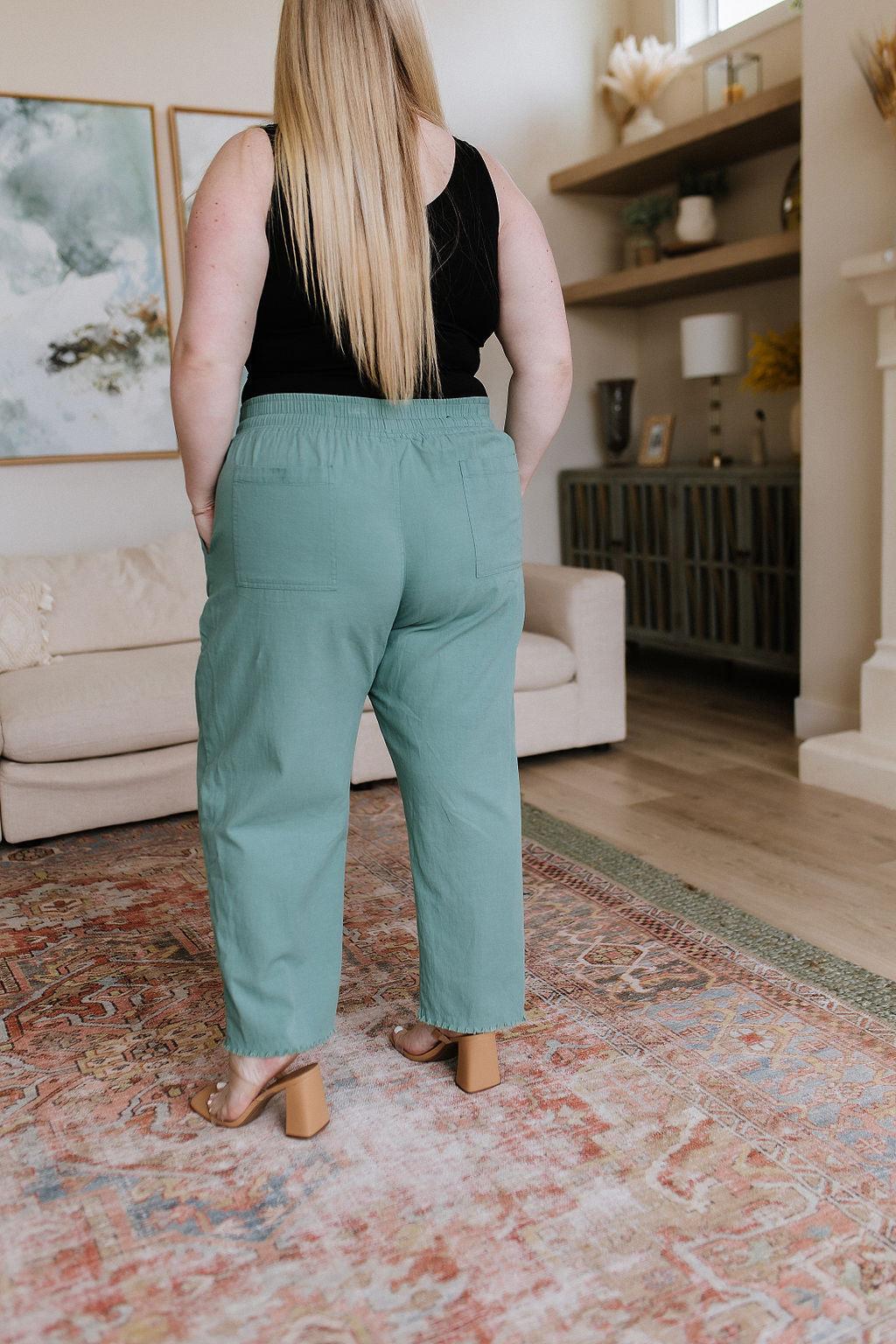 Love Me Dearly High Waisted Pants in Jade - WEBSITE EXCLUSIVE