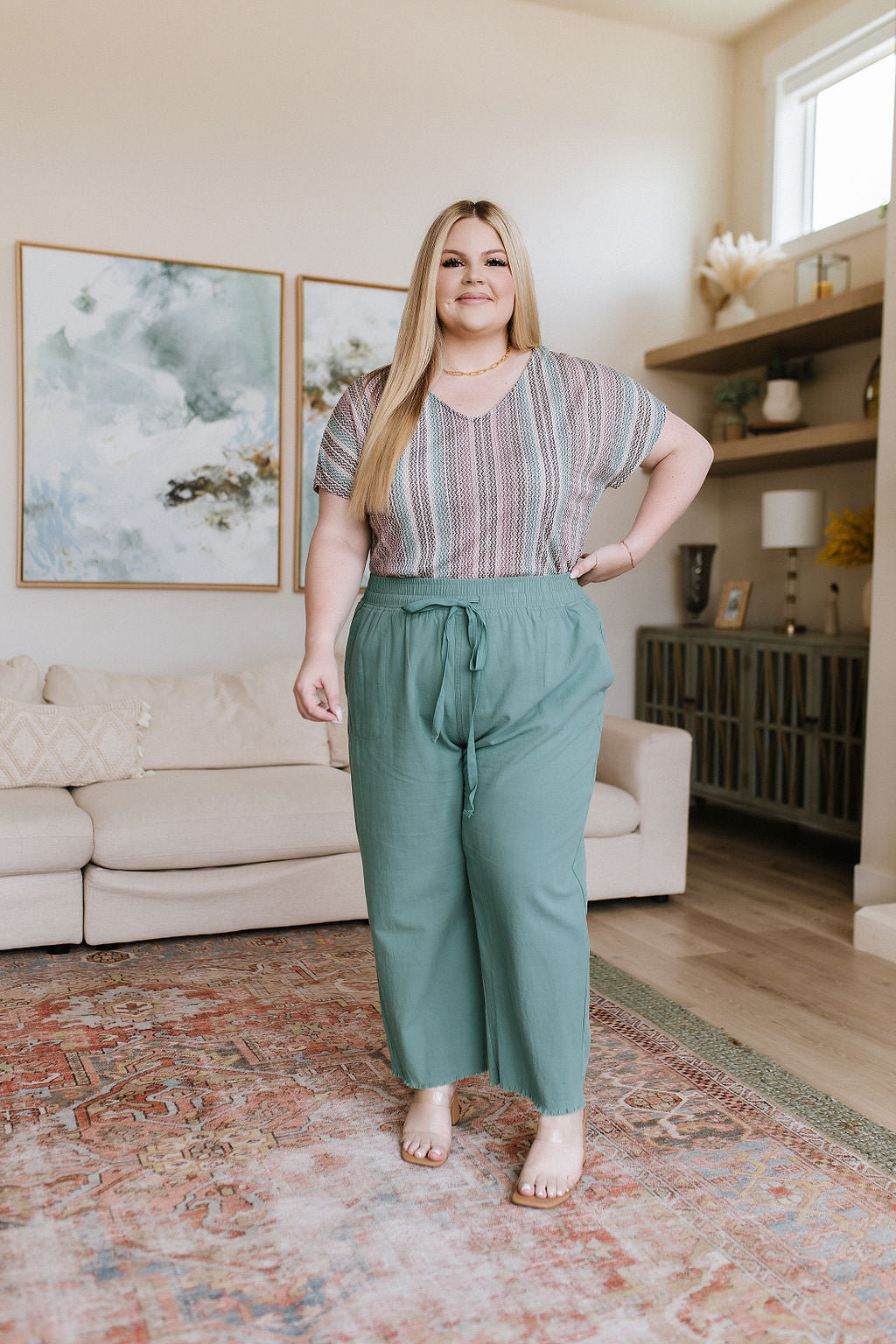 Love Me Dearly High Waisted Pants in Jade - WEBSITE EXCLUSIVE