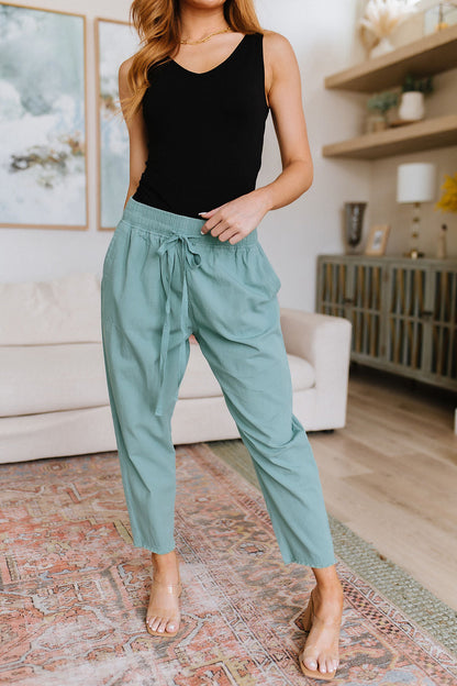 Love Me Dearly High Waisted Pants in Jade - WEBSITE EXCLUSIVE