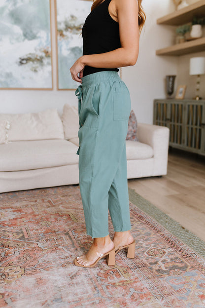 Love Me Dearly High Waisted Pants in Jade - WEBSITE EXCLUSIVE