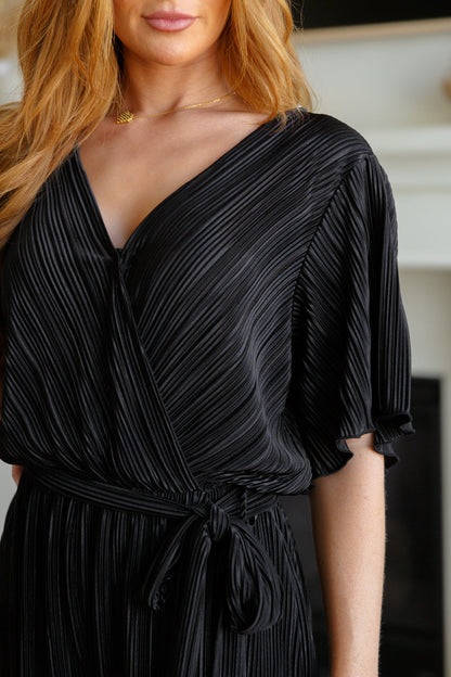 Lovely Life Plisse Romper in Black - WEBSITE EXCLUSIVE