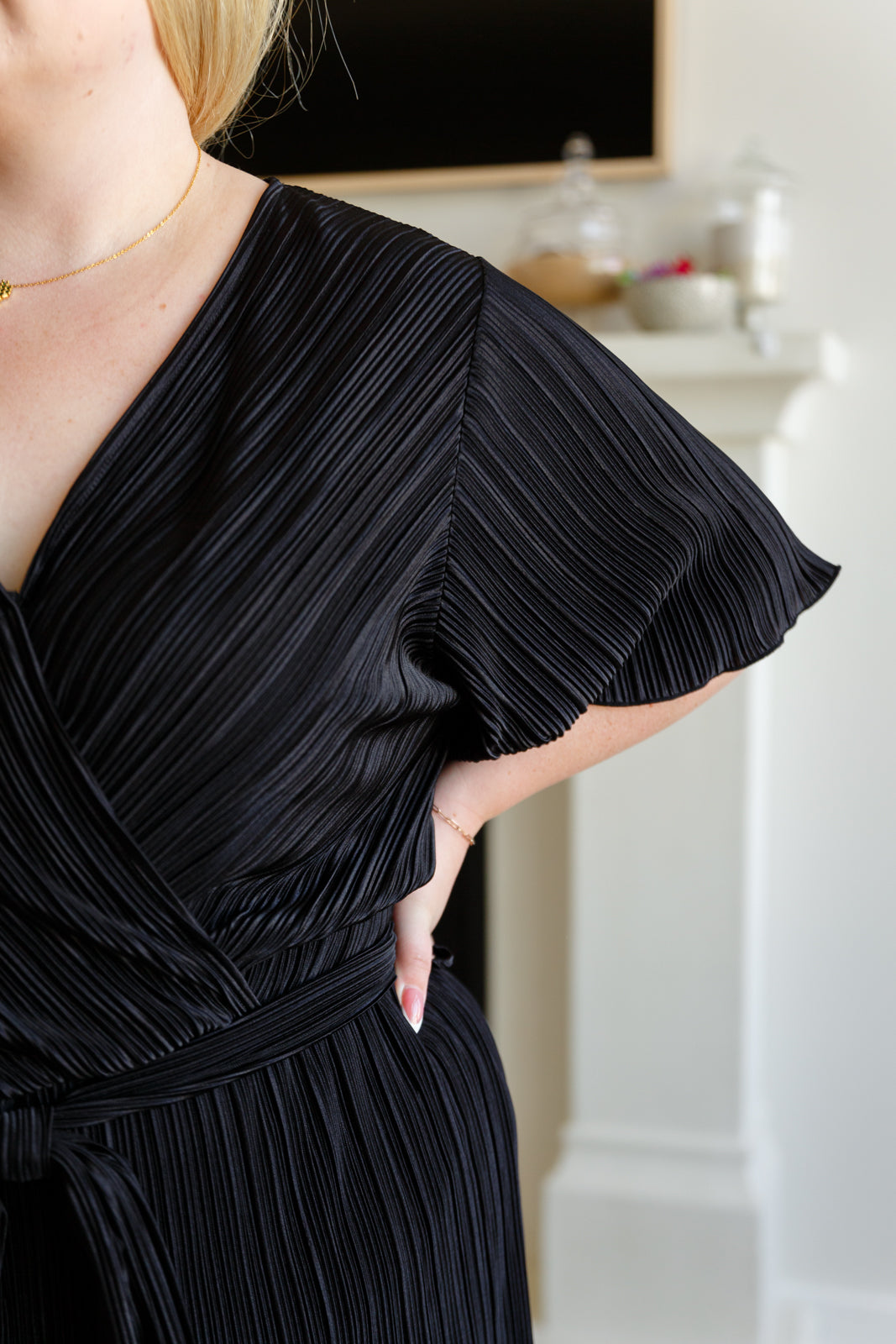 Lovely Life Plisse Romper in Black - WEBSITE EXCLUSIVE