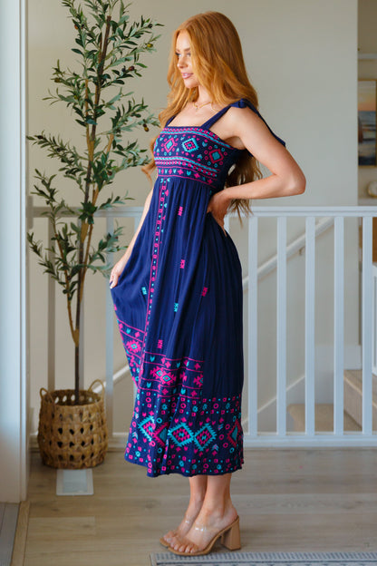 Midnight Magic Embroidered Maxi Dress - WEBSITE EXCLUSIVE