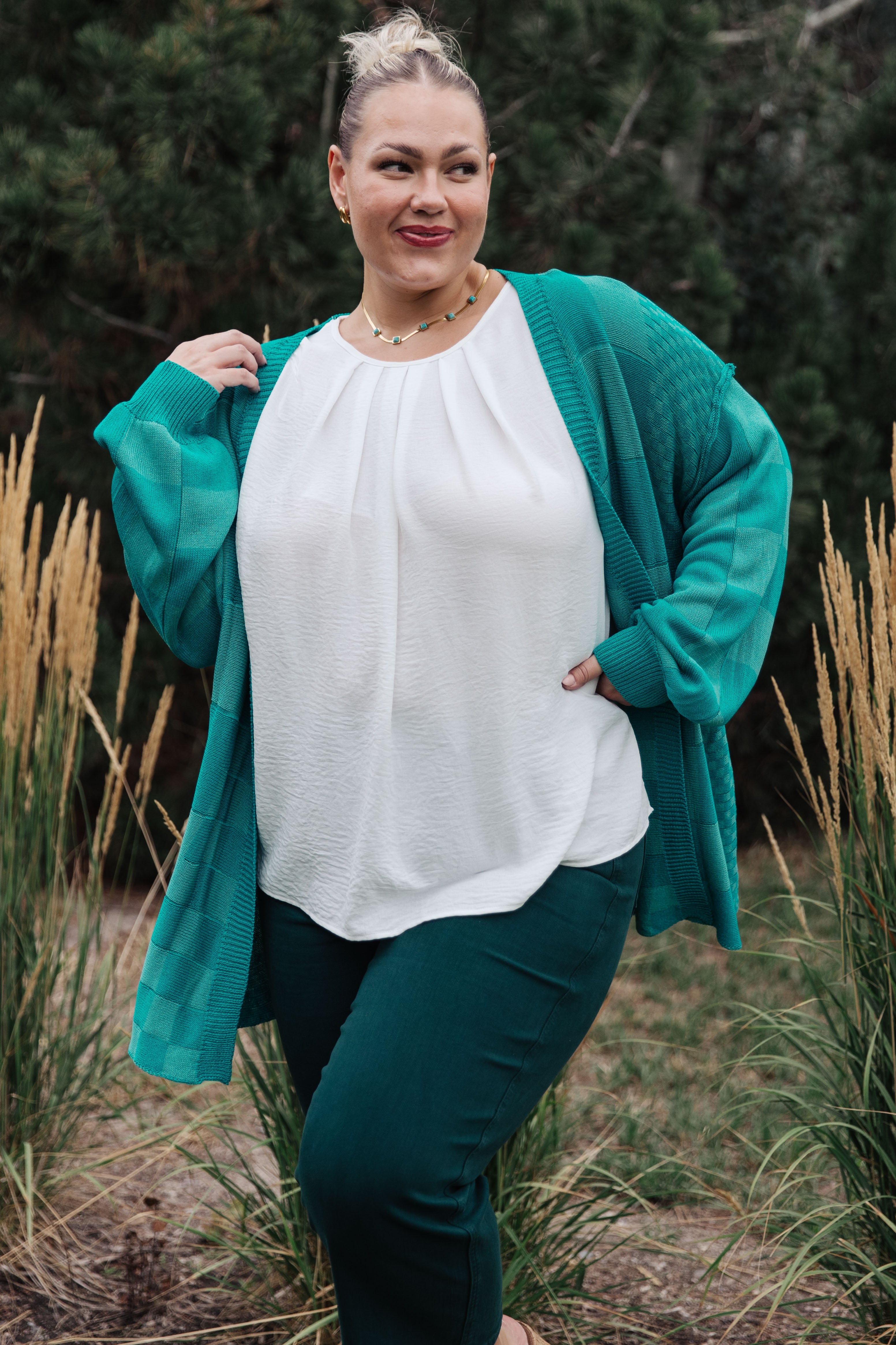Pinky Swear Checkered Open Front Cardigan - WEBSITE EXCLUSIVE