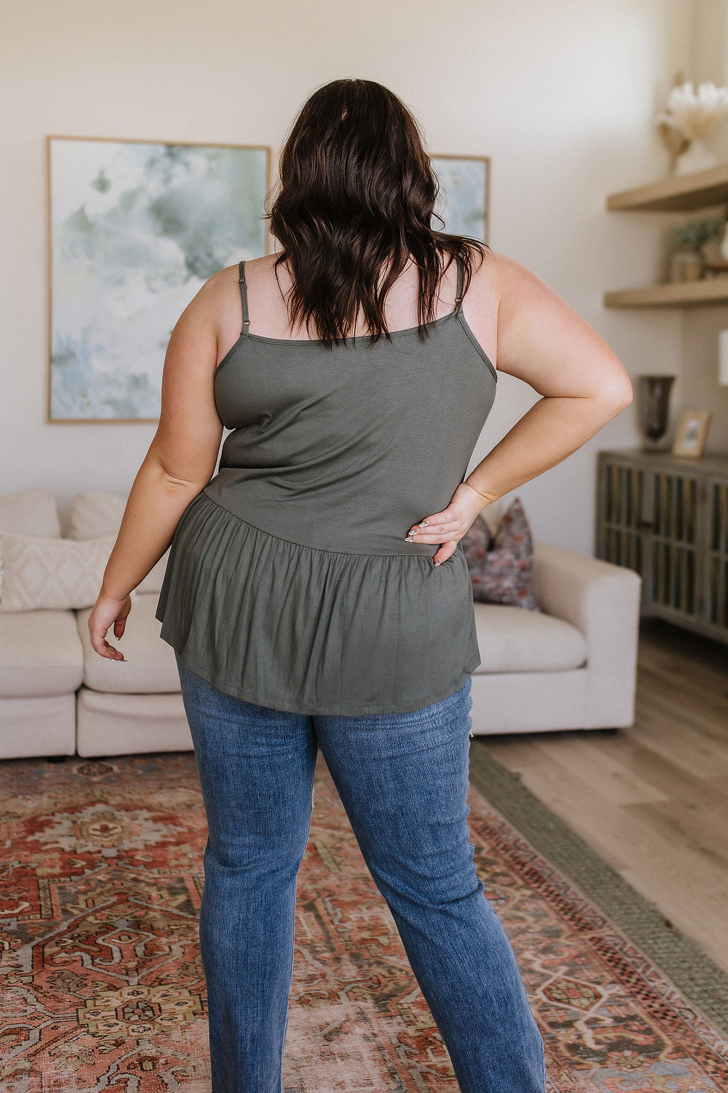 Never Not Loving V-Neck Cami in Gray Green - WEBSITE EXCLUSIVE