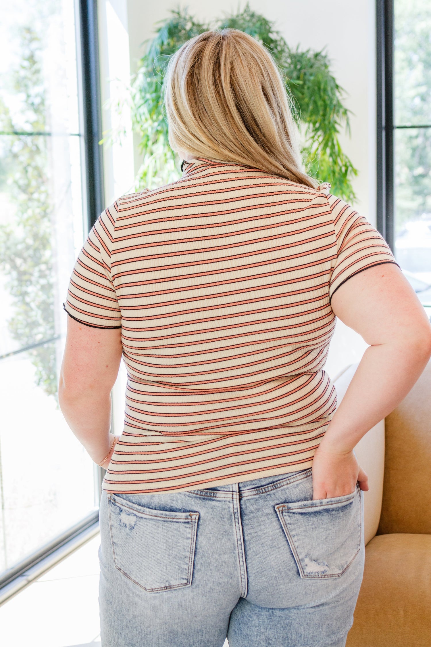 Nostalgic Note Striped Mock Neck Top - WEBSITE EXCLUSIVE