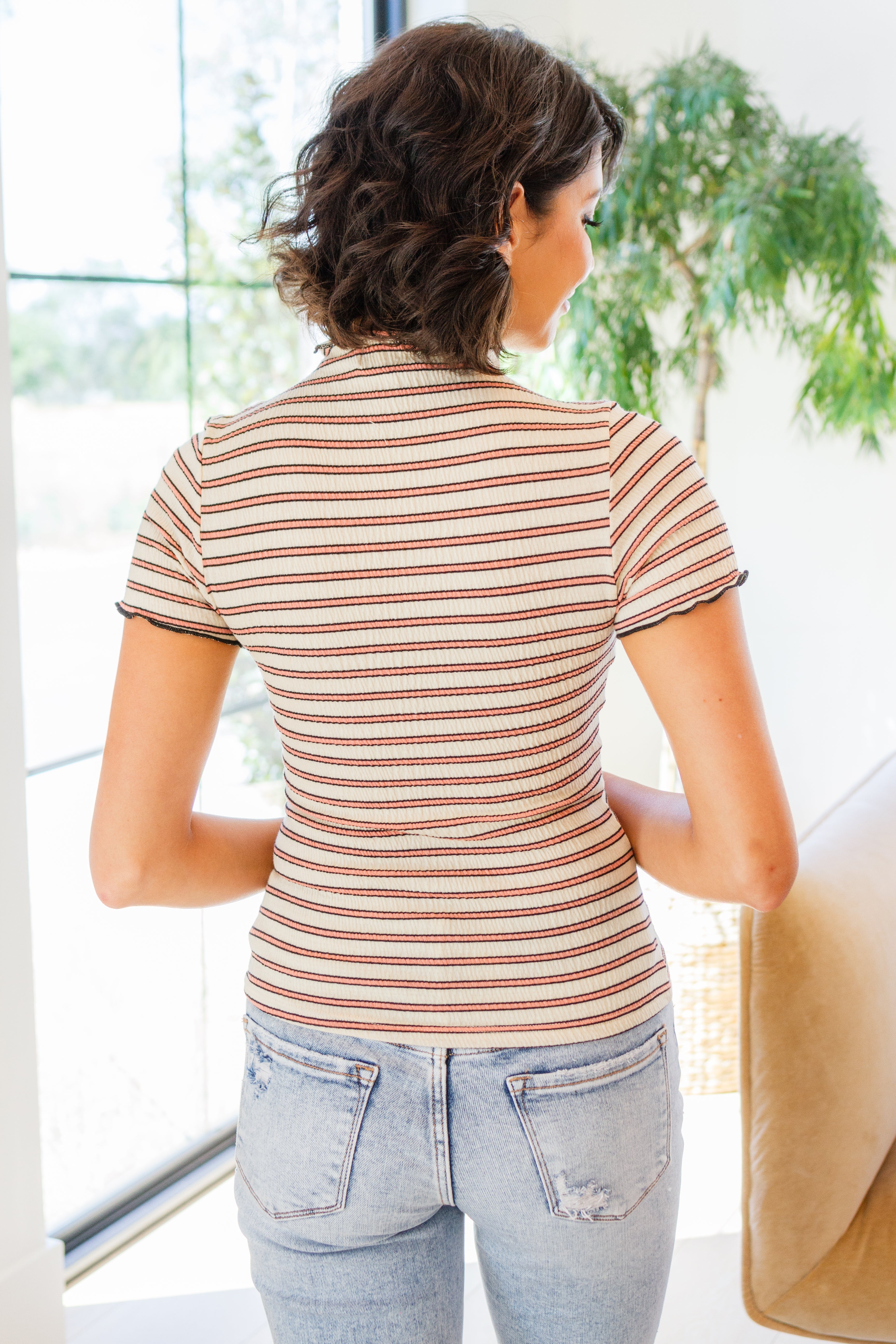 Nostalgic Note Striped Mock Neck Top - WEBSITE EXCLUSIVE