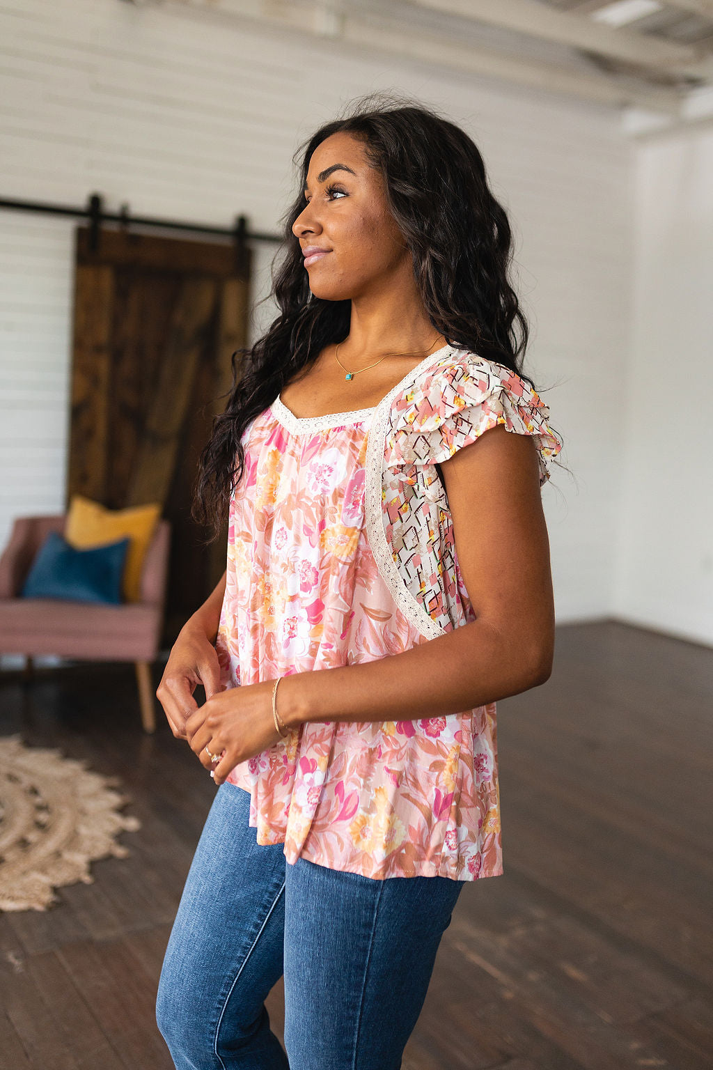 Not So Serious Floral Blouse in Pink - WEBSITE EXCLUSIVE