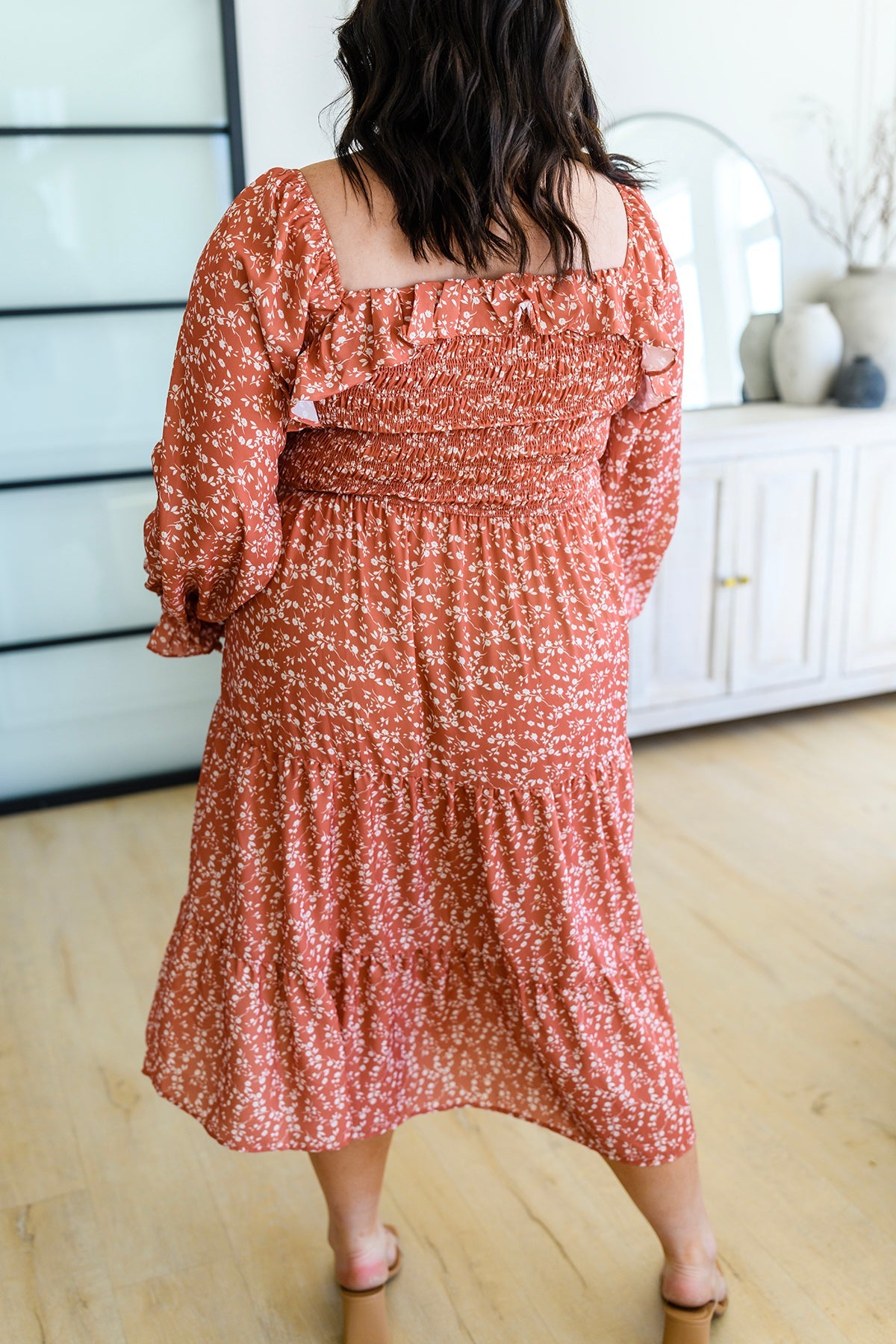 Now Is Your Chance Floral Midi Dress In Rust - WEBSITE EXCLUSIVE