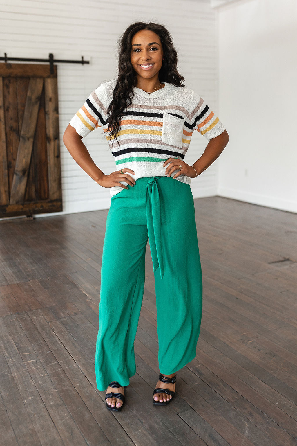 On The Other Side Wide Leg Pants in Green - WEBSITE EXCLUSIVE