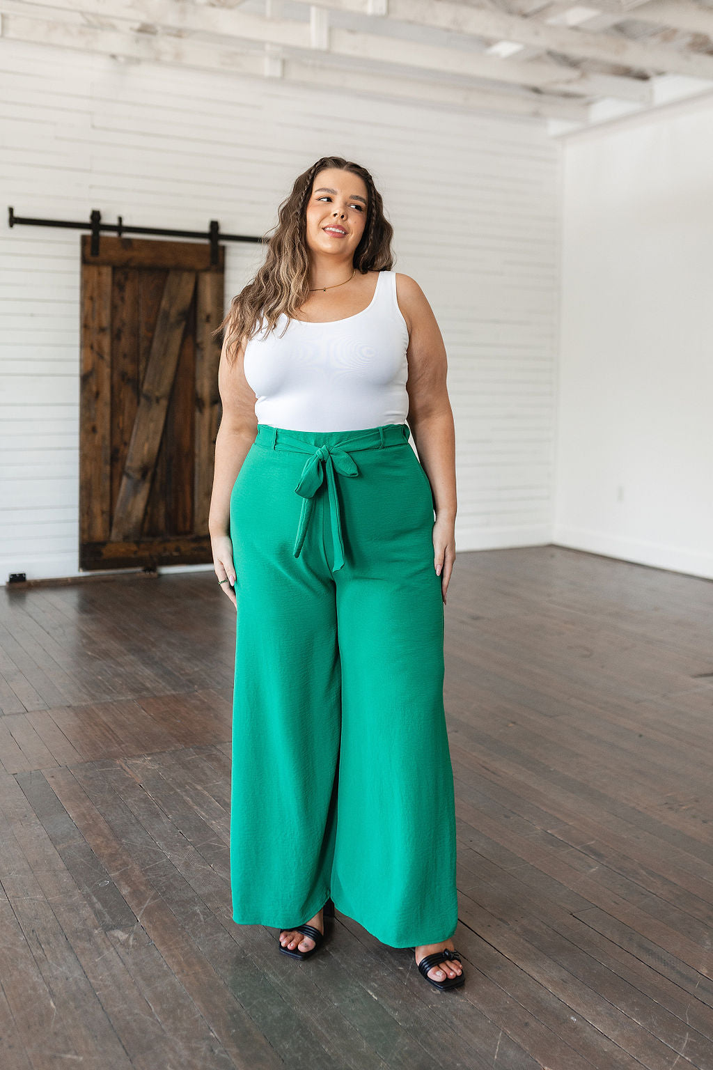 On The Other Side Wide Leg Pants in Green - WEBSITE EXCLUSIVE