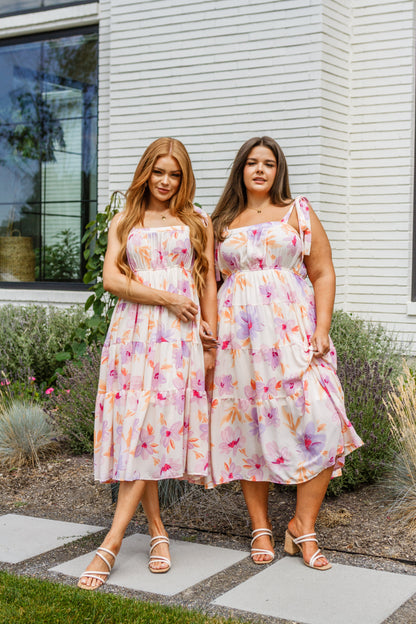Pastel Petals Floral Midi Dress - WEBSITE EXCLUSIVE