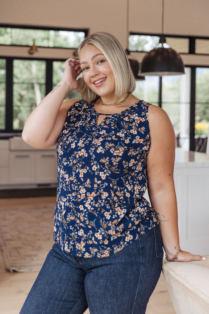 Perfect Floral Keyhole Sleeveless Top - WEBSITE EXCLUSIVE
