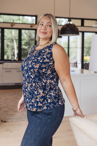 Perfect Floral Keyhole Sleeveless Top - WEBSITE EXCLUSIVE