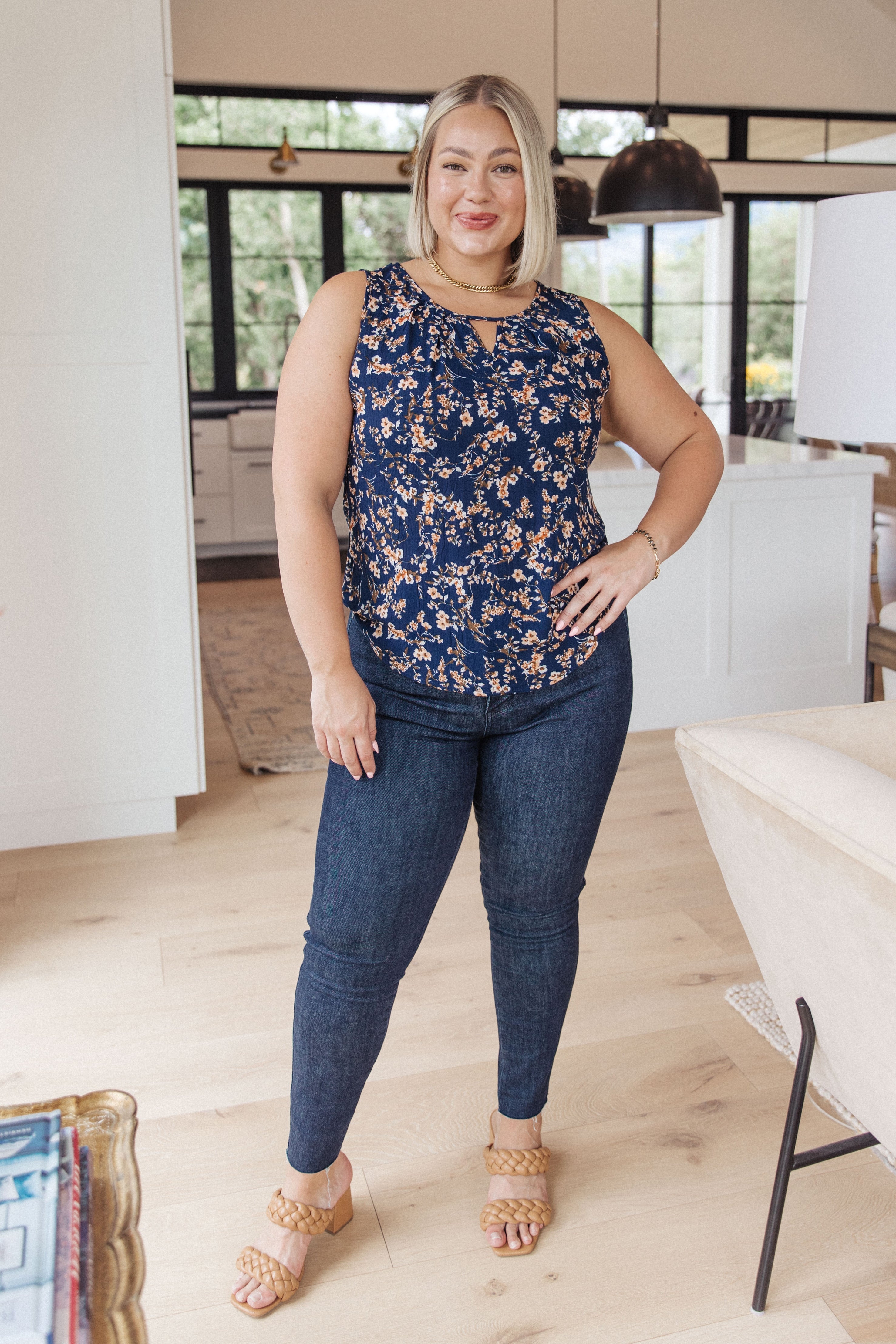 Perfect Floral Keyhole Sleeveless Top - WEBSITE EXCLUSIVE