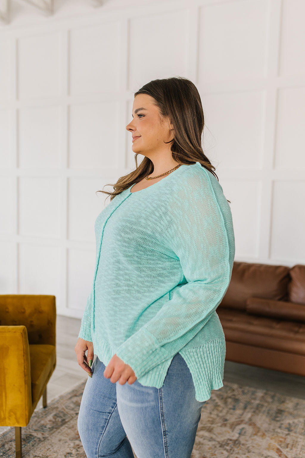 Relax With Me Knit Top in Aqua - Website Exclusive