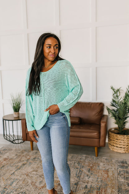 Relax With Me Knit Top in Aqua - Website Exclusive