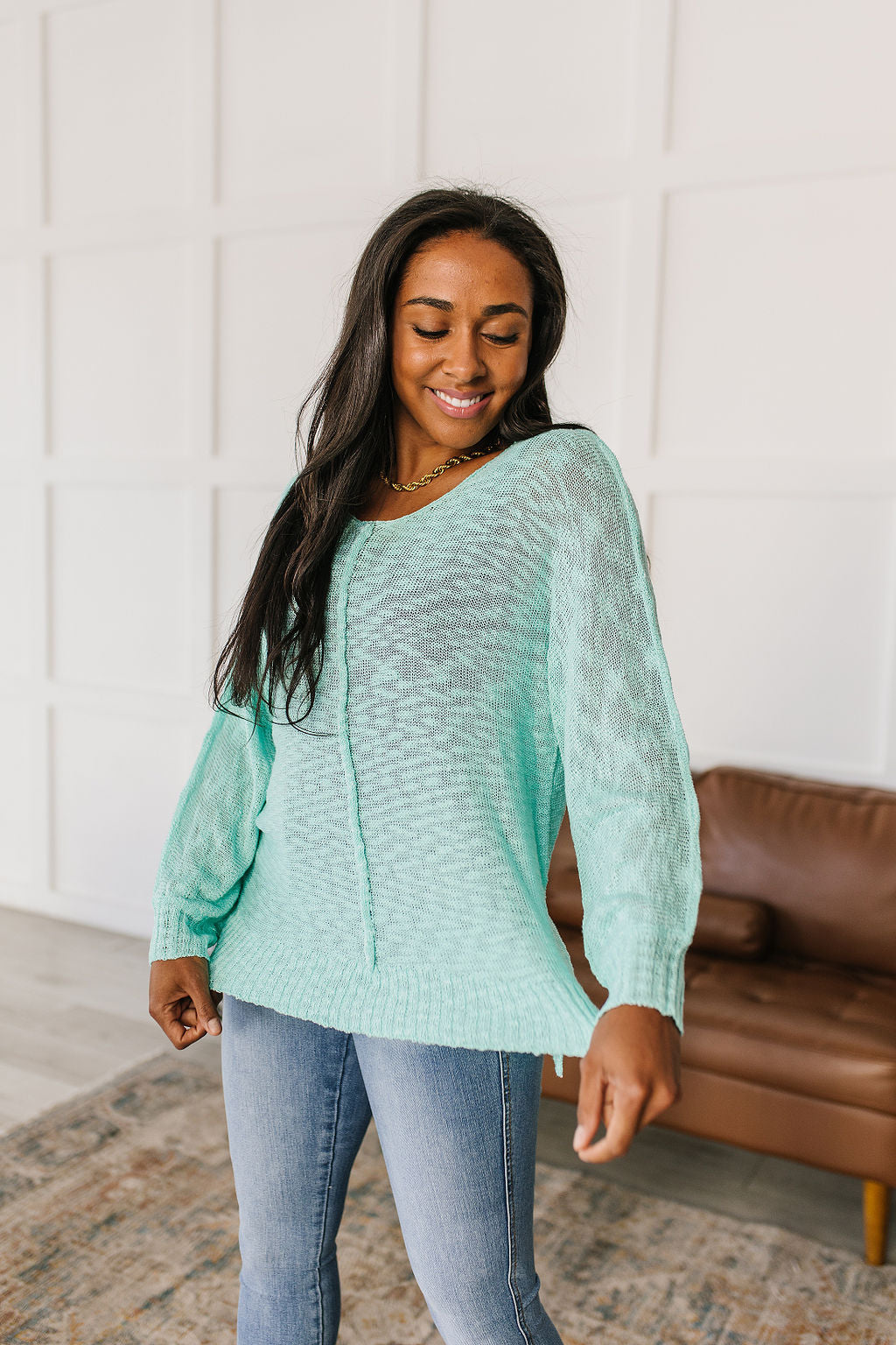 Relax With Me Knit Top in Aqua - Website Exclusive