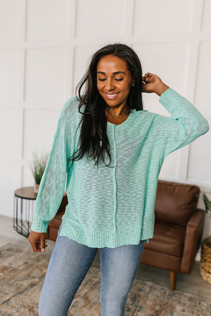 Relax With Me Knit Top in Aqua - Website Exclusive