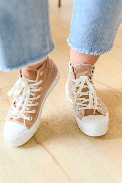 Run Me Down Velvet High Tops in Tan - WEBSITE EXCLUSIVE