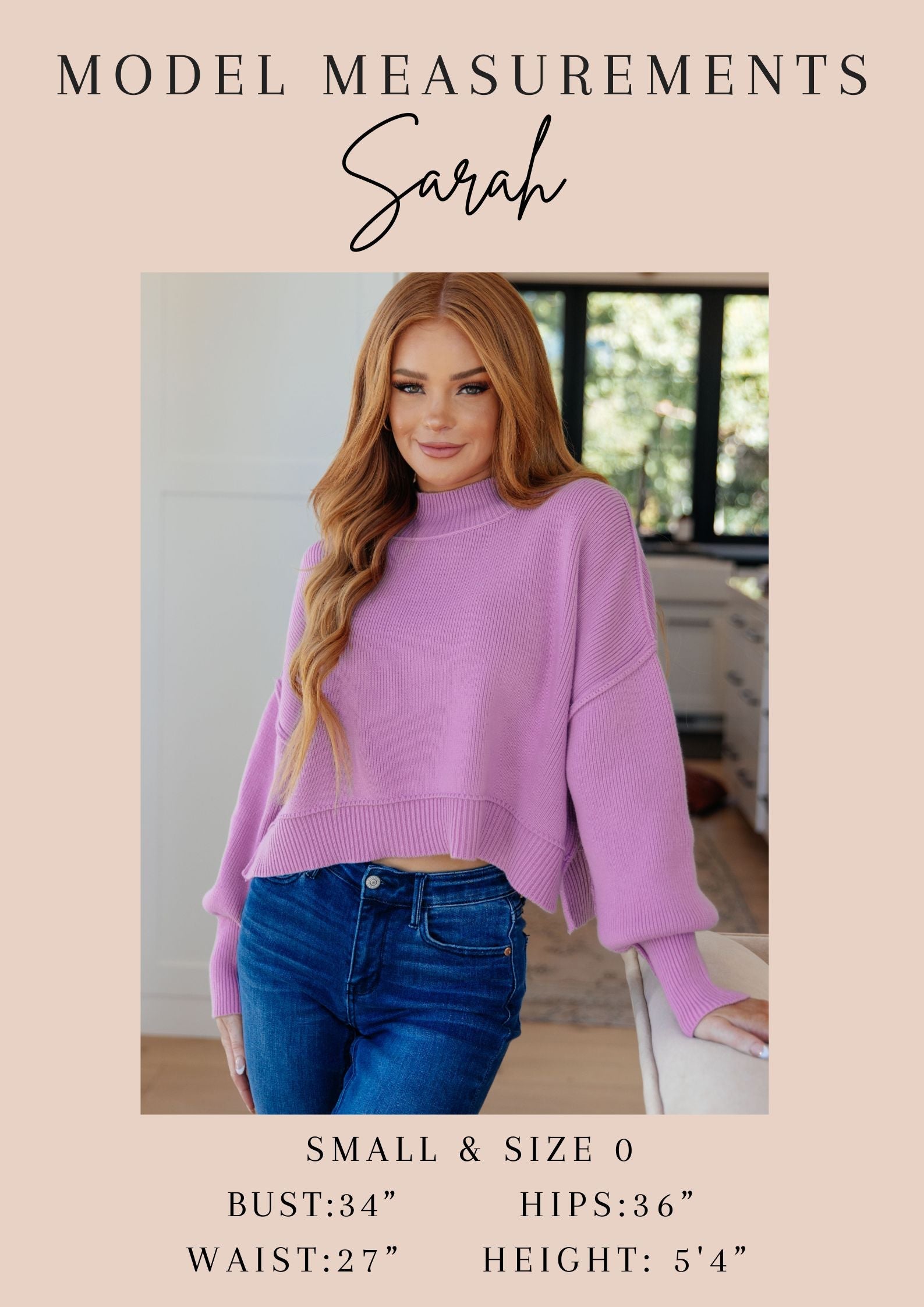 Mags Side Slit Cropped Sweater in Mauve - WEBSITE EXCLUSIVE