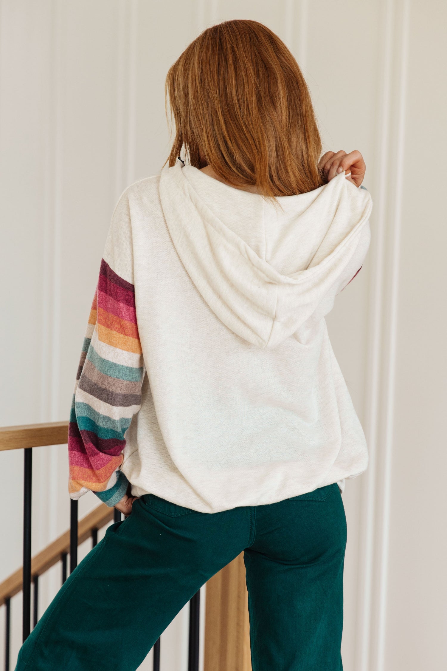 Skip and A Hop Rainbow Sleeve Half Zip Hoodie - WEBSITE EXCLUSIVE