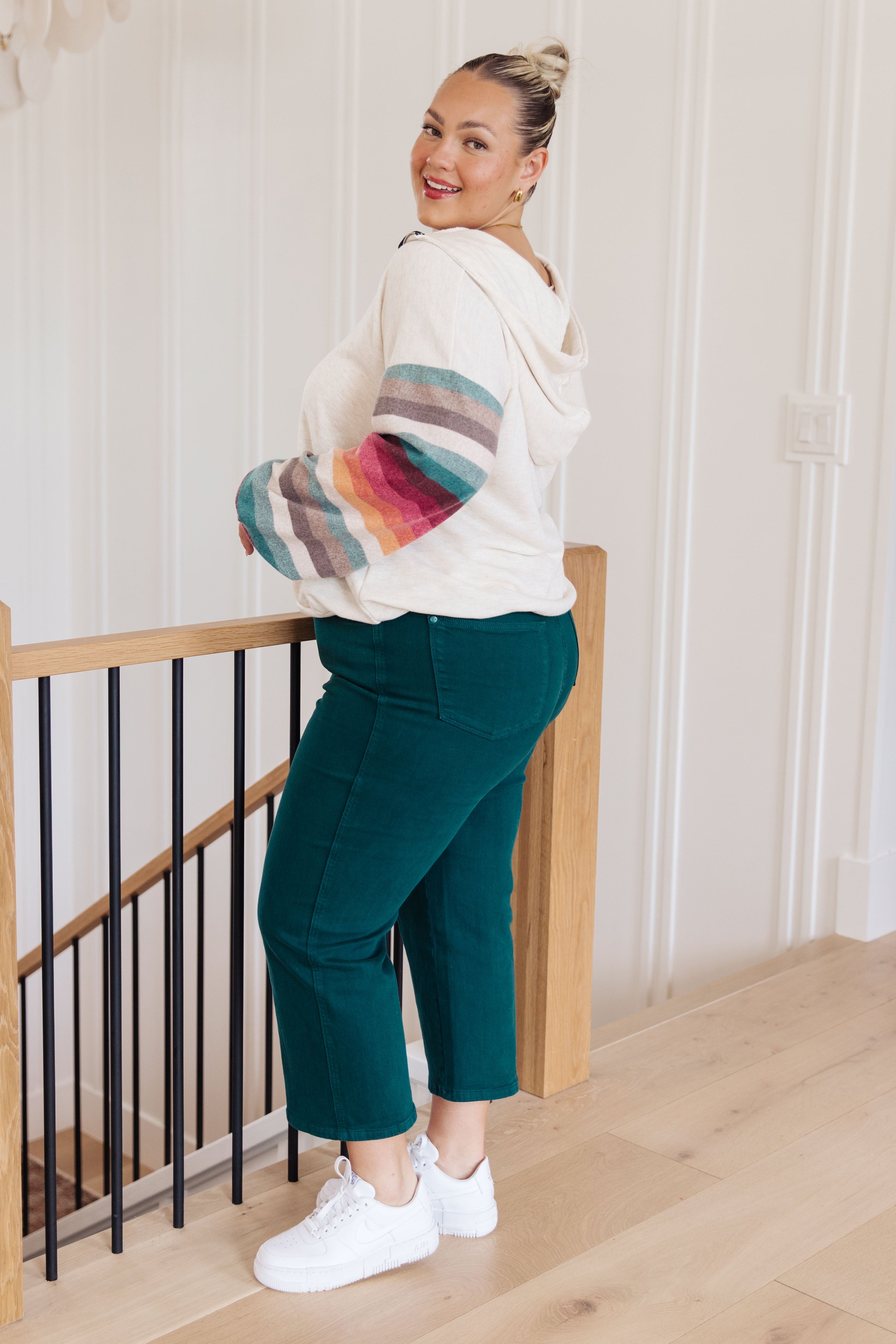 Skip and A Hop Rainbow Sleeve Half Zip Hoodie - WEBSITE EXCLUSIVE