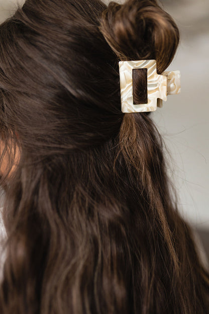 Small Square Claw Clip in Gold Pearl - WEBSITE EXCLUSIVE